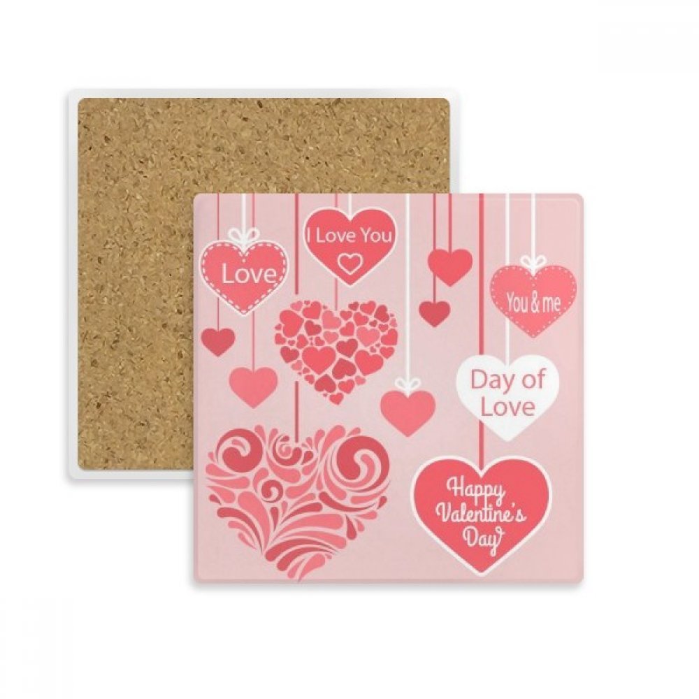 Sous-verre Saint Valentin coeurs d'amour en pierre porte tasse de boisson absorbant