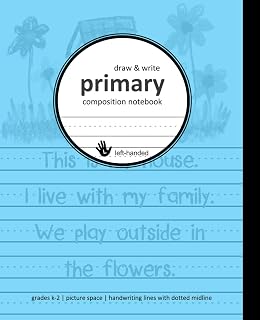 Left Handed Primary Composition Notebook: Primary Draw & Write Series | Picture Drawing Space | Handwriting Lines with Dotted Midline | 7.5 x 9.25 ... | Ideal for Back to School! (Yiddish Edition)