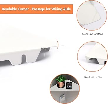 evron Corner Mounting Shelf,Easy to Install Wall Corner Shelf,Aluminum Material Shelves with Bendable Point,Set of 2 (White)