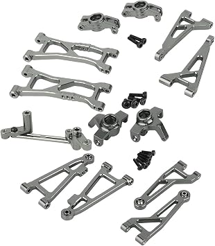 Metal A Arm Steering Components Steering Block Replacement Full kit for 1/16 H16BM H16GT H16DR H16 MJX 16207 16208 16209 16210 Hyper GO RC Car Upgrade Parts Gray