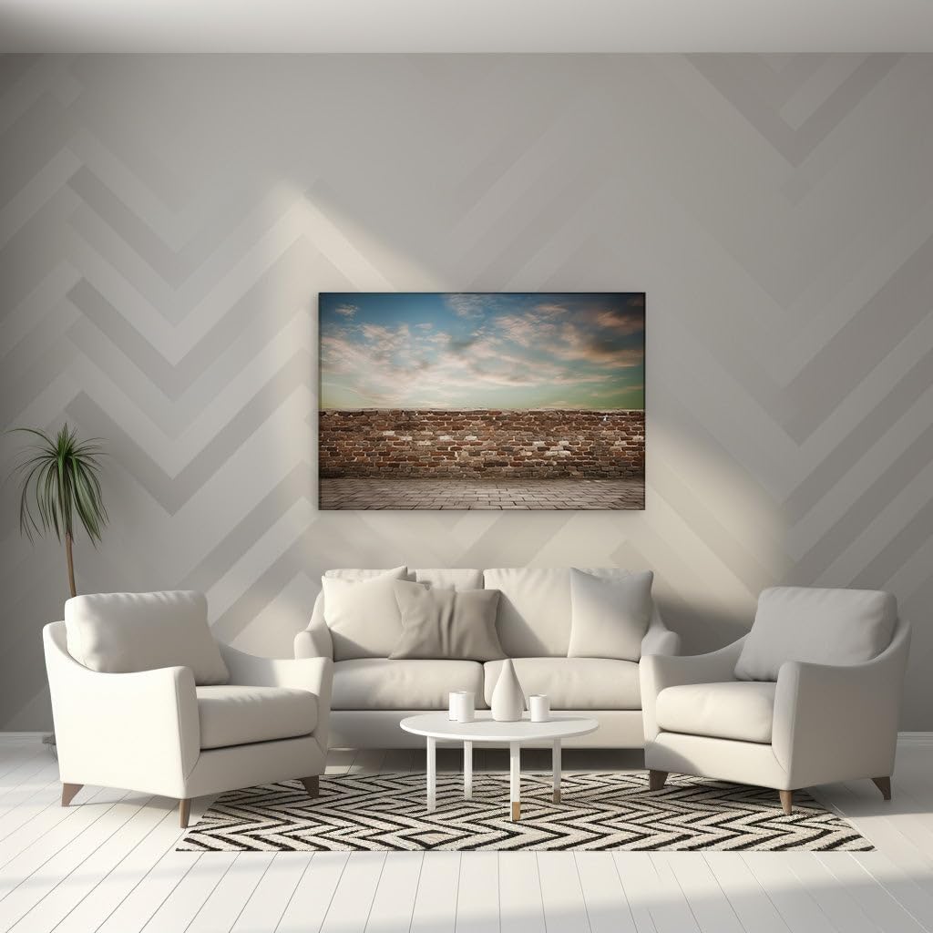 Canvas for Living room. Dawn of Serenity: Embracing the Tranquil Beauty of Brick and Sky, 27 x 18 inch Canvas Wall Art - Ready to Hang - 69x46 cm (27x18 inch)