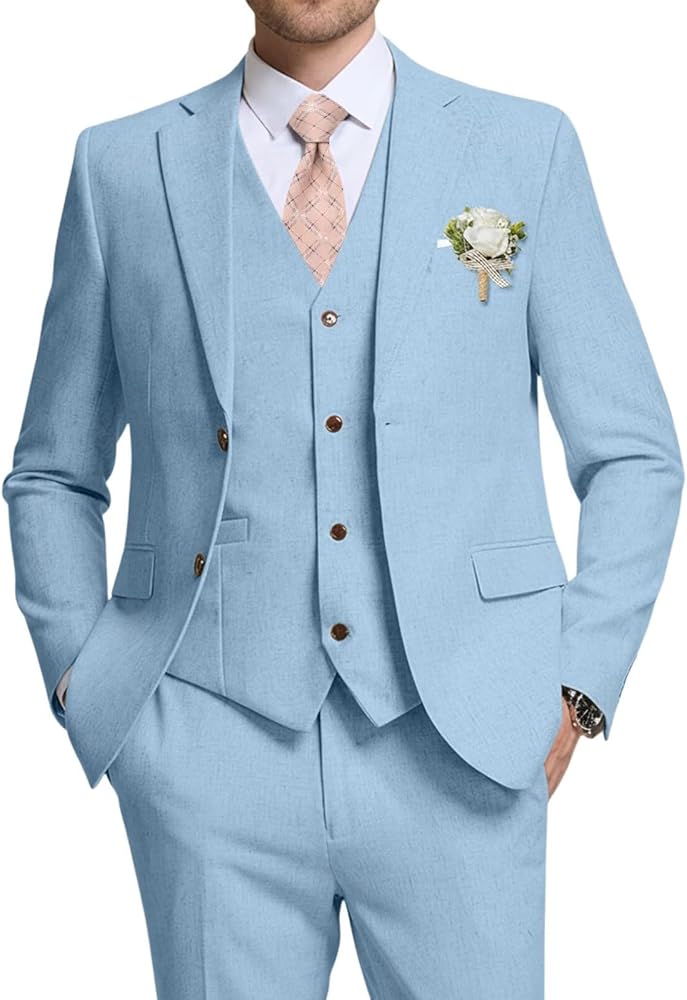 High-End Suits Retro Blue Linen Suit for Men Casual Wedding Suit for Men Seersucker Suit Slim Fit 3 Pieces Groom Tuxedo XS at Amazon Men's Clothing store High-End Suits Retro Blue Linen Suit for Men Casual Wedding Suit for Men Seersucker Suit Slim Fit 3 Pieces Groom Tuxedo XS at Amazon Men's Clothing store