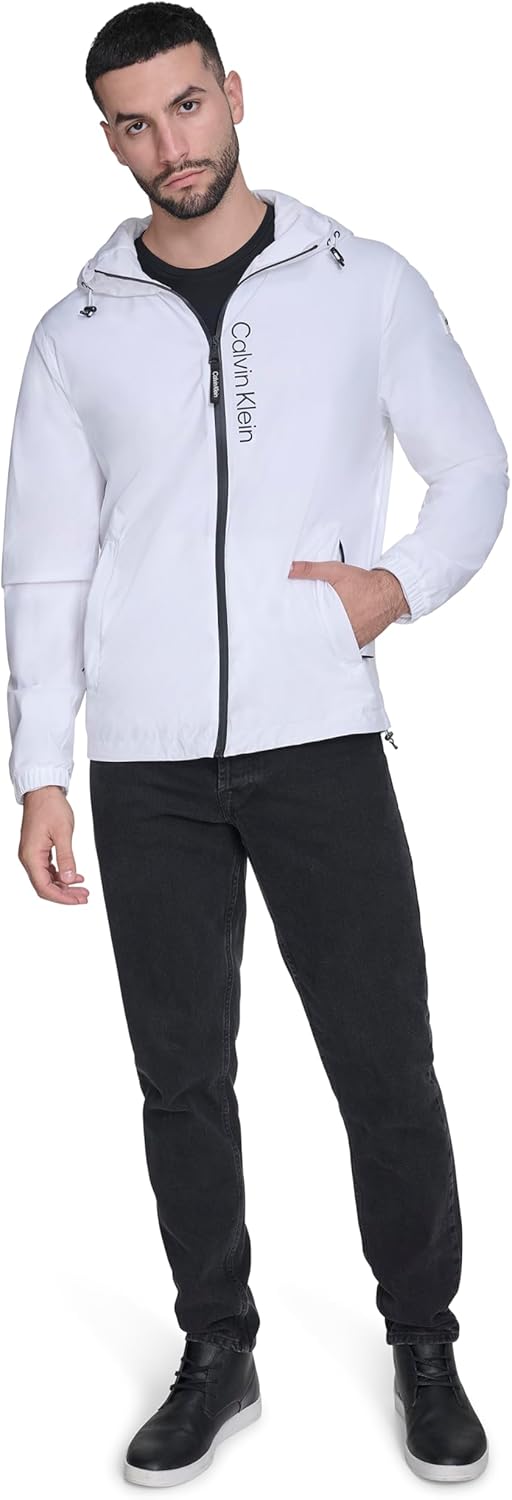 Calvin Klein Men's Performance Windbreaker Jacket With Adjustable Hood