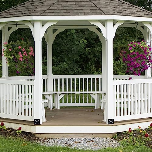TPSHKE 4 Pack U Shape Post Anchor, 6"x 6" Post Base for Concrete, Design Patented Product, 11 Gauge 3 mm Thickness Galvanized Black Pergola Deck Bracket with Screws(Inner Dia 5.5x5.5) by TPSHKE - Image 8