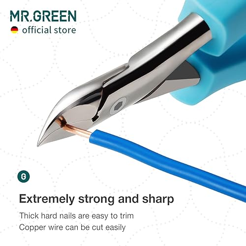 Miniatura 5 de MR.GREEN Cortaúñas de uñas Cutters Anti-Splash Profesional encarnado grueso duro uñas tijeras pedicura herramientas manicura Sets (mango azul)