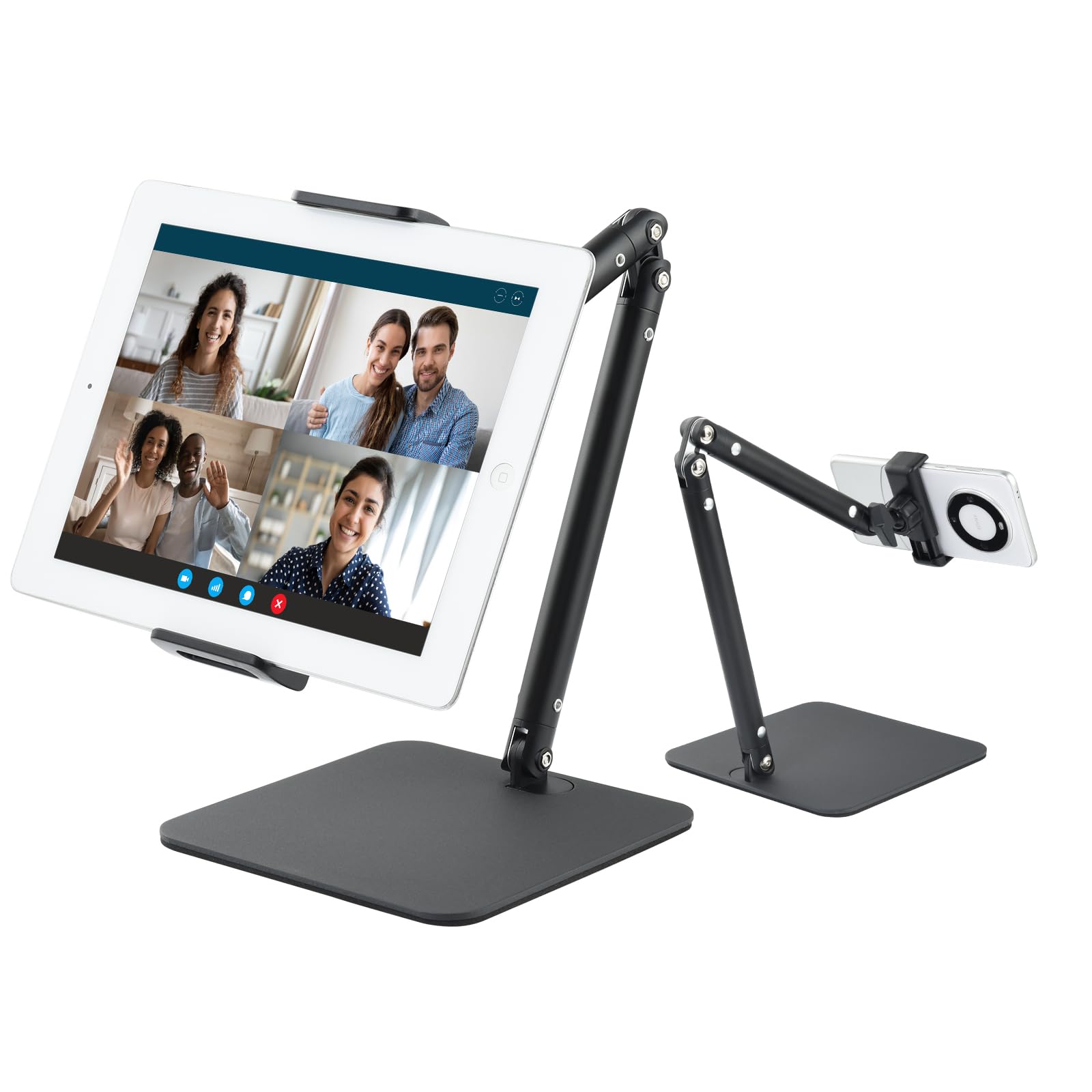 UTEBIT Tablet Stand Holder for iPad, 9.5''-16.5''Height Adjustable Tablet iPad Stand for Desk Support 22LBS, 360°Rotating Arm Portable Monitor Holder