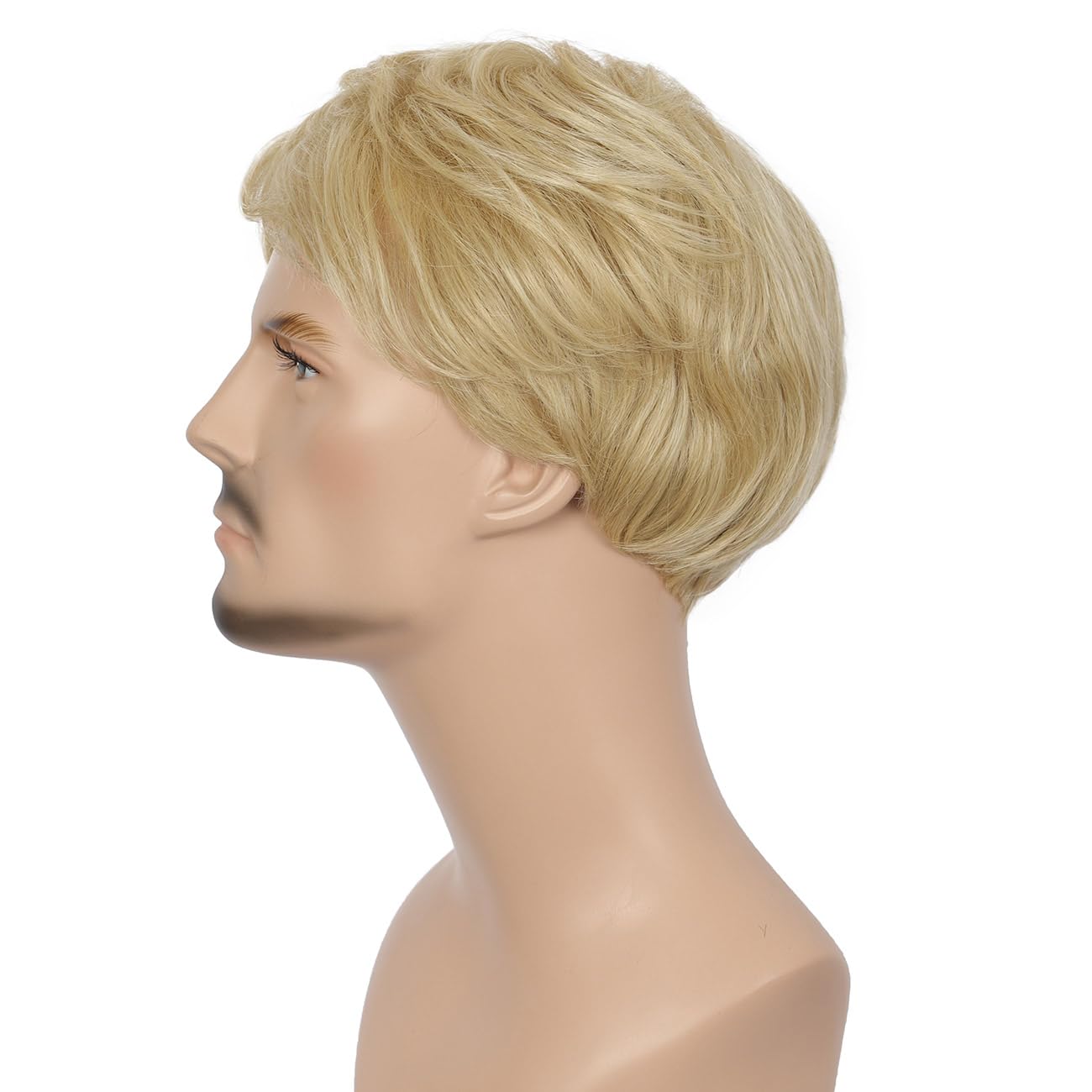 Kalyss 8" Short Straight Men's Blonde Color Wig Heat Resistant Synthetic Hair Wig (blonde)
