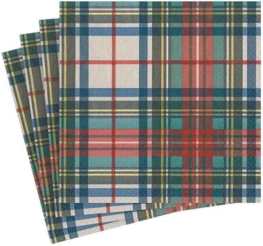 Caspari Dress Stewart Tartan Paper Cocktail Napkins - 20 Per Package