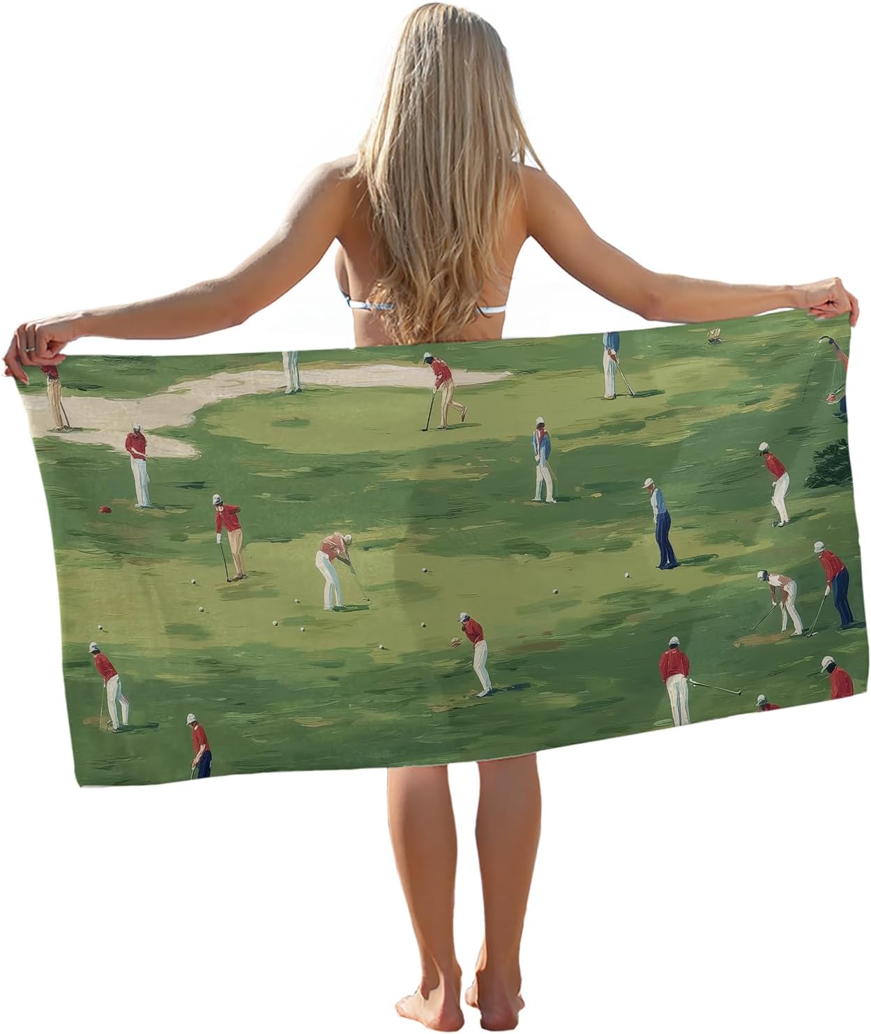 Golf Gifts Beach Towel, Sports Pool Towels, Golfing Sand Towel Large Bath Towels Gifts for Golfer Women Men, Green Minimalist Abstract Sports Beach Bathroom Decor, 30x60in
