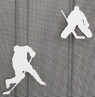 DCentral Hockey Players Screen Magnet Décor, Multipurpose, Double-Sided, Helps to Stop Walking into Screens, Covers Small tears in Screens, Not for roll-up Screens, Size Varies Between 6" and 5"