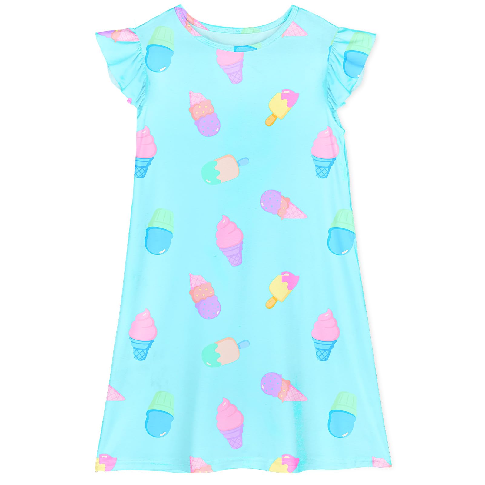 ICOSY Girls Nightgowns Toddler Girls Pajamas Flutter Sleeve Princess Nightgown Clothes for Girl Casual Dress