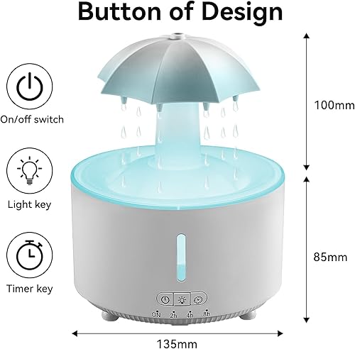 Miniatura 2 de V99 Humidificadores para dormitorio, difusor de aromaterapia, humidificador de nubes y niebla fría, rotación de 360, ultra silencioso, función de