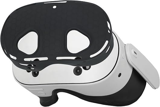 Silicone Cover Compatible with Meta Quest 3S Accessories, VR Shell Protective Protector Cover, Washable & Anti Scratch Silicone Front Headset Protector Cover for Quest 3S Black