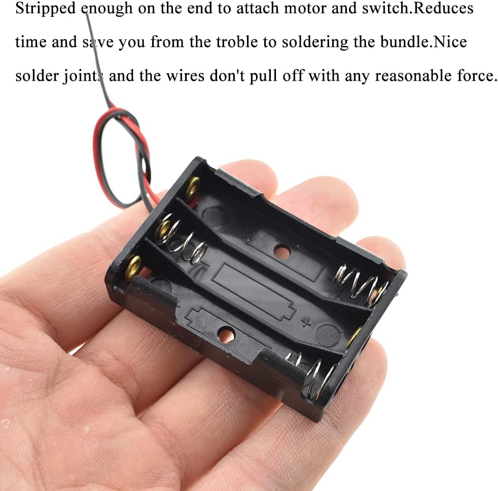 HAHIYO 4.5V AAA Battery Holder Bundle Series with Wire Sturdy Clapm Flexible Springs Contact Build-in Harnesses Batteries Black Case Easy Install 8 Pieces for Wall Clocks Ham Radio Kids Toys image 4