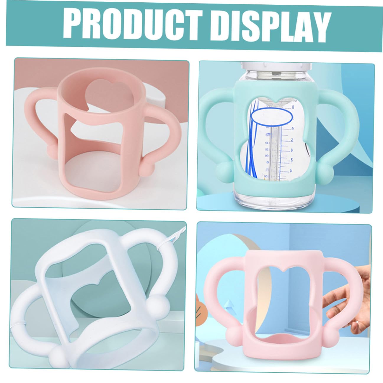 BESPORTBLE 4Pcs Bottle Grips Bottle Handle Sleeves for Comfortable Nursing Safe Easy to Install Compatible with Bottles