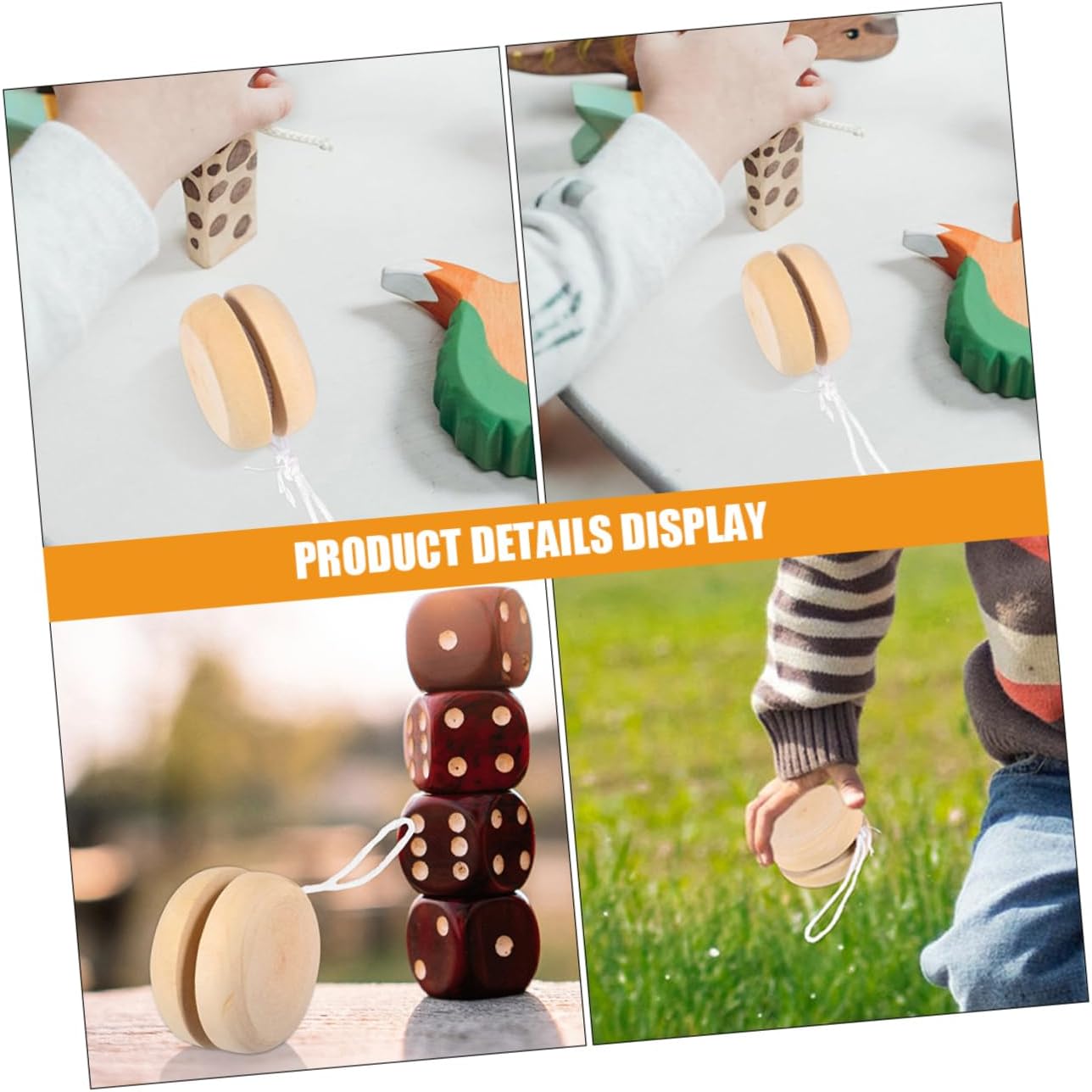 KOMBIUDA 3pcs Wooden Yo-yo Balls Unfinished DIY Graffiti Toys Cognitive Playthings Paintable