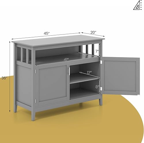 Miniatura 3 de Giantex Armario de buffet con almacenamiento, aparador de cocina con armario de almacenamiento, compartimento abierto, mesa consola de madera,