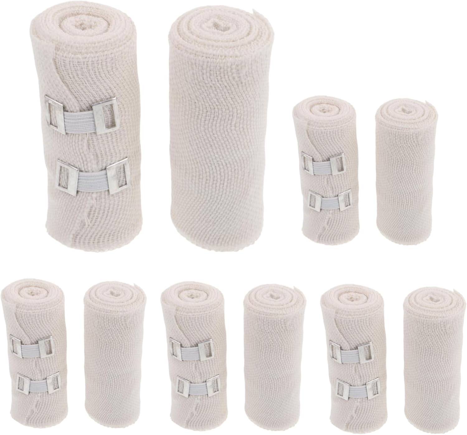 VANZACK 10pcs Compression Bandage Wraps with Clips for Legs Ankle Knee Thick Elastic Bandages for Support and Pressure Relief Breathable Design for Comfort