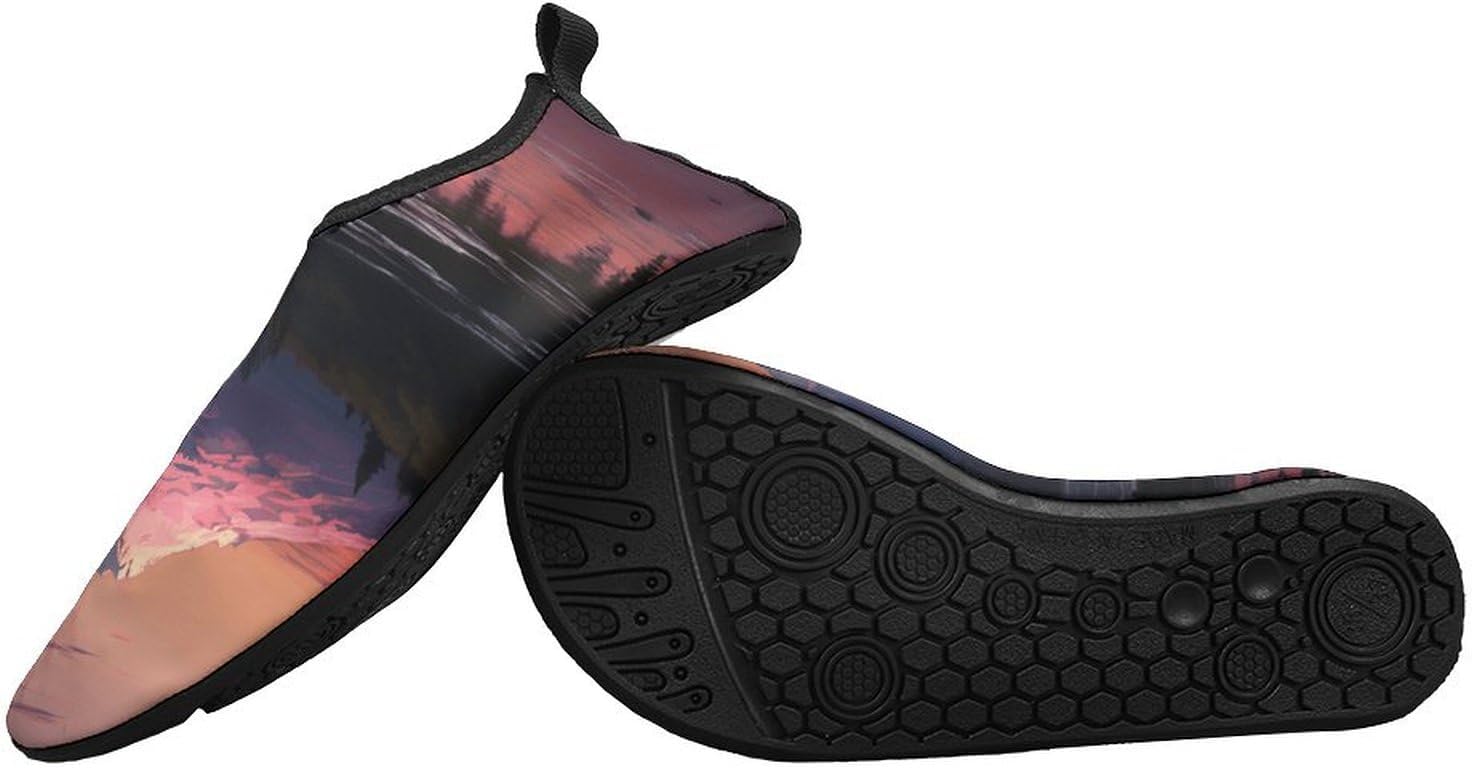 Water Shoes for Women Men Swim Beach Shoes Quick Dry Barefoot Aqua Shoes Sunset Landscape Mountains Sport Shoes Hiking Shoes 9/10women,7/8men