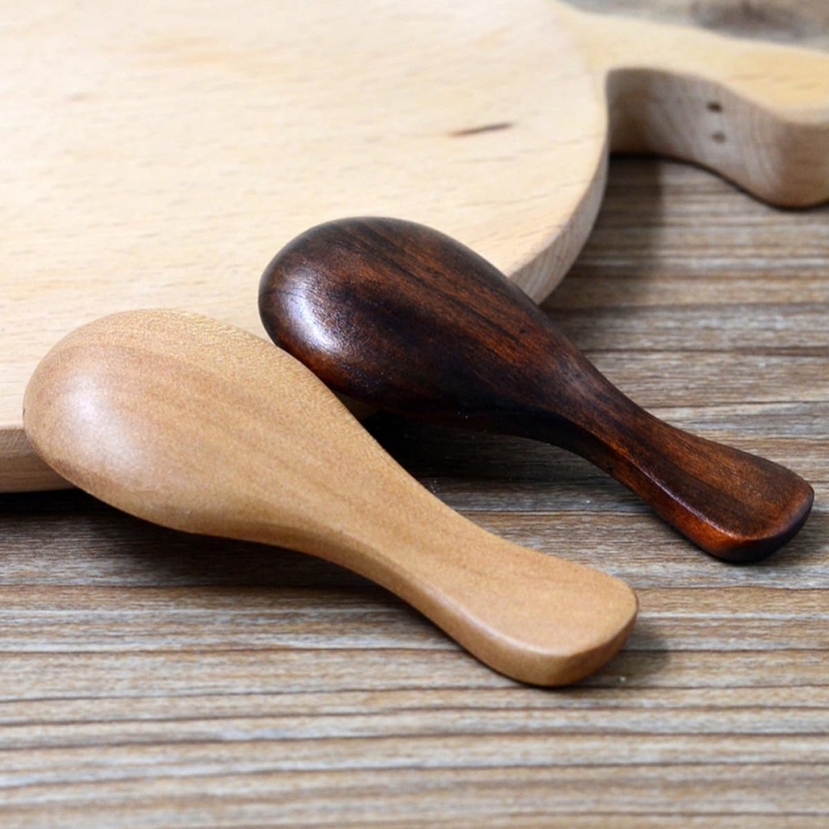 Mini Wooden Salt Spoon with Short Handle 10pcs for Condiments