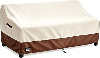 3-Seater Outdoor Sofa Cover, 76Wx32Dx31H inches Outdoor Furniture Covers Waterproof,100% Waterproof Heavy Duty Patio Furniture Covers,Beige&Brown Modern Style Outdoor Couch Cover