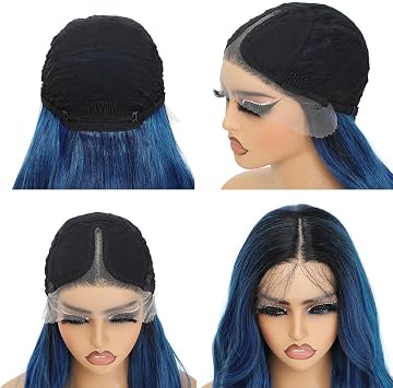 X-TRESS 28 Inch Blue HD Lace Front Wig for Black Women - Long Curly Lace Part Synthetic Heat Resistant Fibre Hair With Pre-Plucked Baby Hair