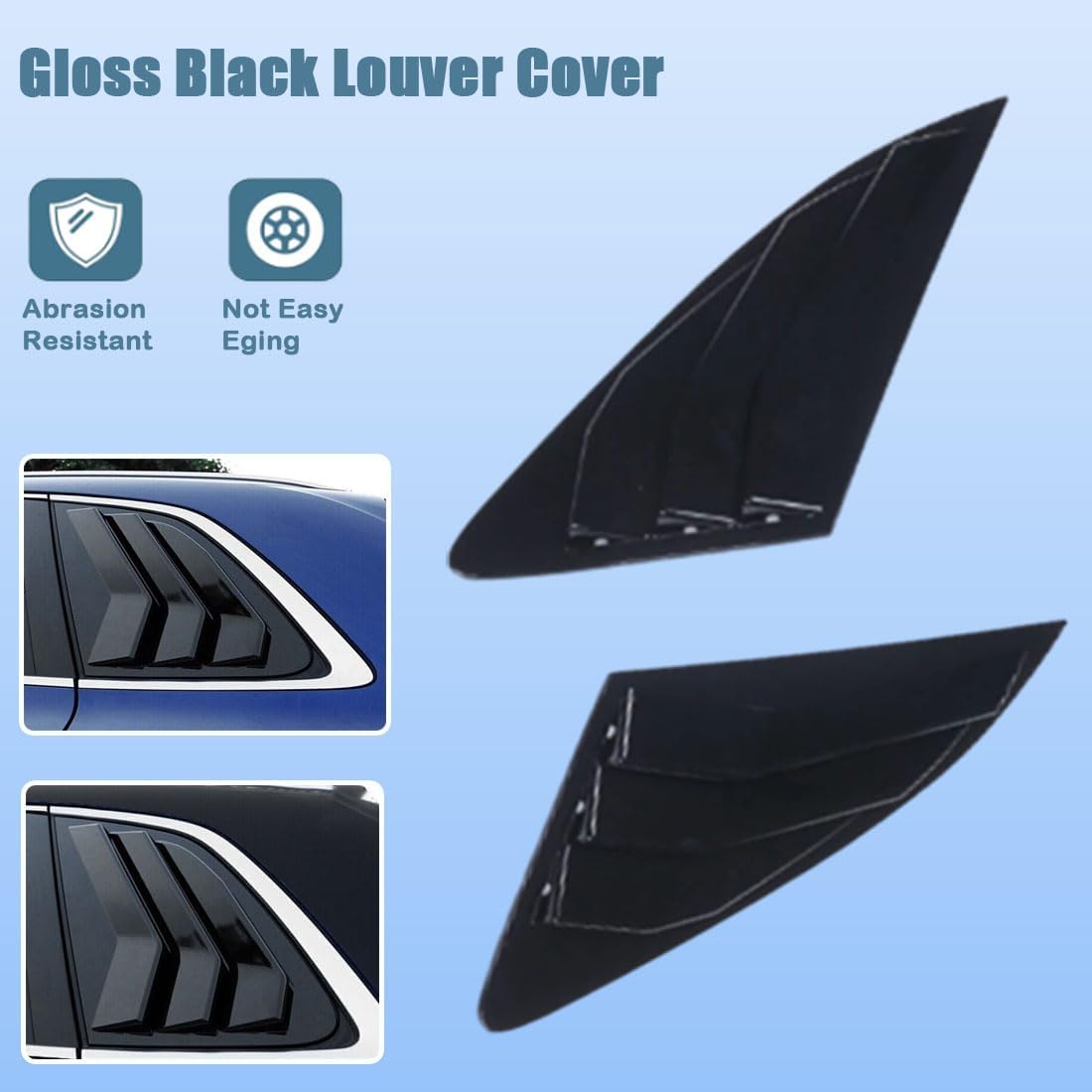 XITER 2PCS ABS Carbon Fibre Racing Style ABS Rear Side Window Louvers Air Vent Scoop Shades Cover Blinds for Audi Q3 2019-2025(Bright Black)