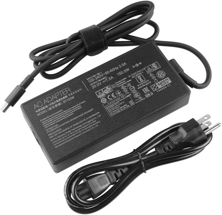 20V 7.5A 150W Rectangle Conn Charger for ASUS V16 Gaming Laptop Asus V16 V3607 V3607VU V3607VJ 16” Laptop Power Supply Adapter Cord A18-150P1A