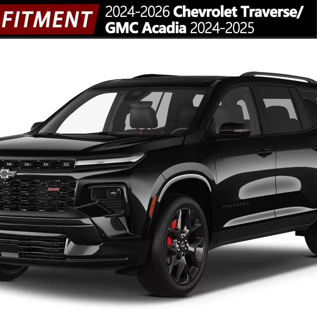 AOOA Red Brake Caliper Covers for 2024-2026 Chevrolet Traverse & GMC Acadia 2024-2025,2025 Cadillac Optiq,Front & Rear Aluminum Alloy Caliper Cover Kit,Easy Installation