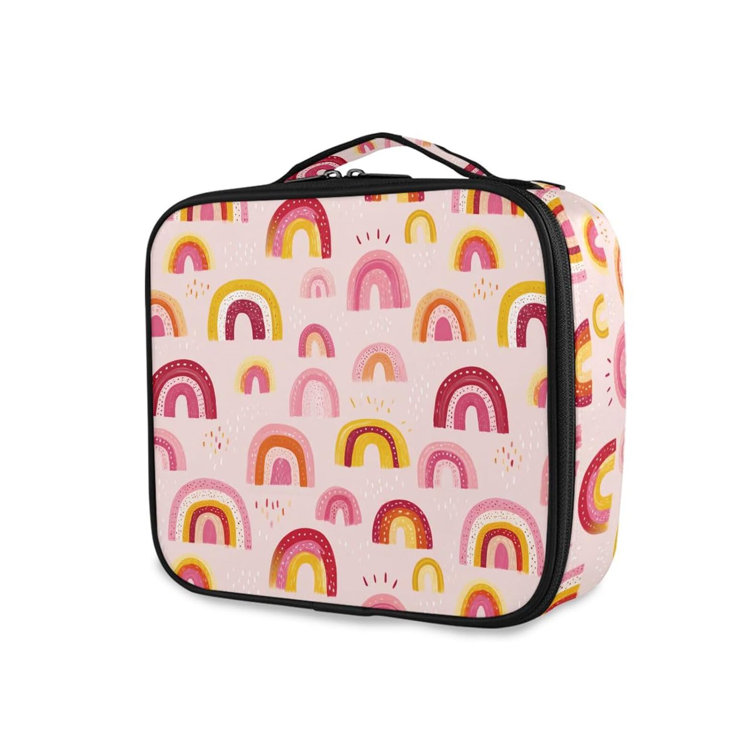 ALAZA Cute Rainbow Pink Print -tile Cosmetic Makeup Bag Organizer Makeup Boxes