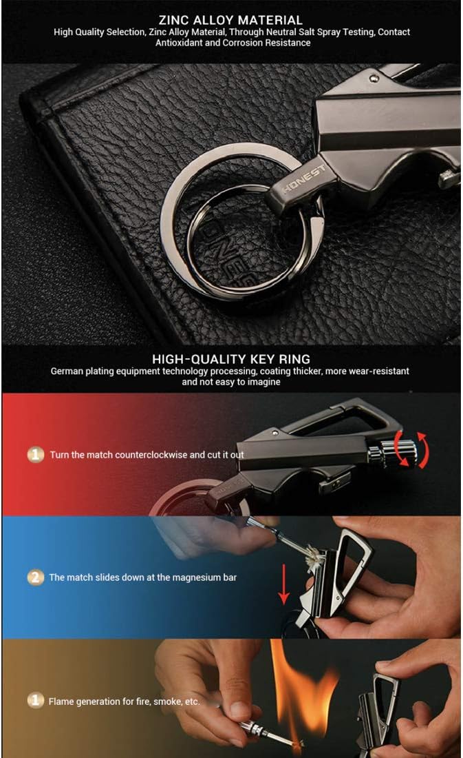 Everlasting Flint Match, Permanent Match Bottle Opener Metal Keychain, Reusable Survival Fire Starter Lighter, Emergency Waterproof Striker Stick Kit : Sports & Outdoors