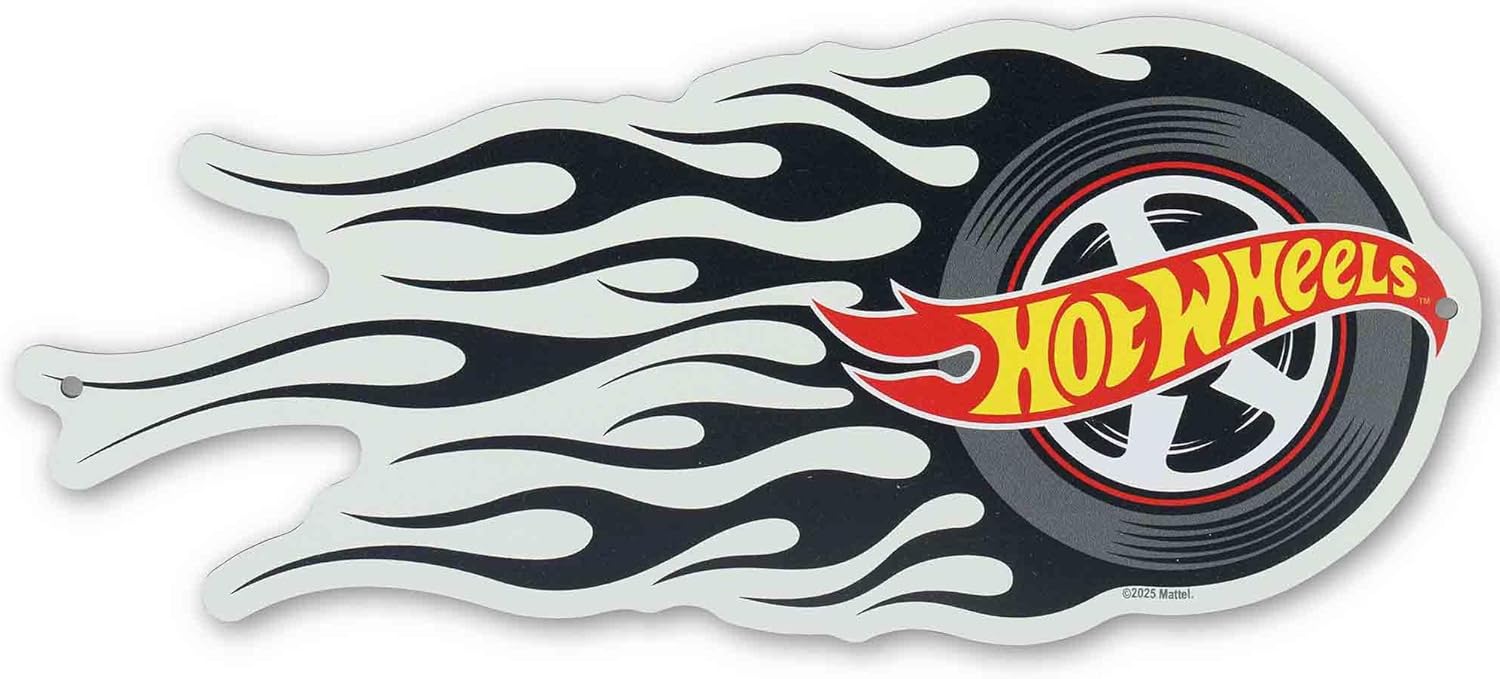 Mattel Hot Wheels Garage Metal Sign - Vintage Hot Wheels Sign for Garage, Bedroom or Man Cave