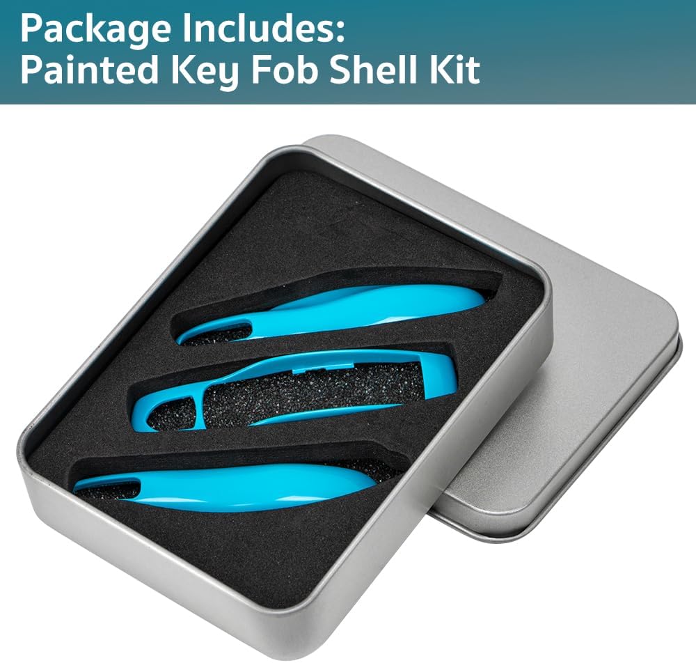 3-Piece Painted Key Fob Shell Cover Replacement - Compatible with Porsche Key Fob, MK1 ( Miami Blue )