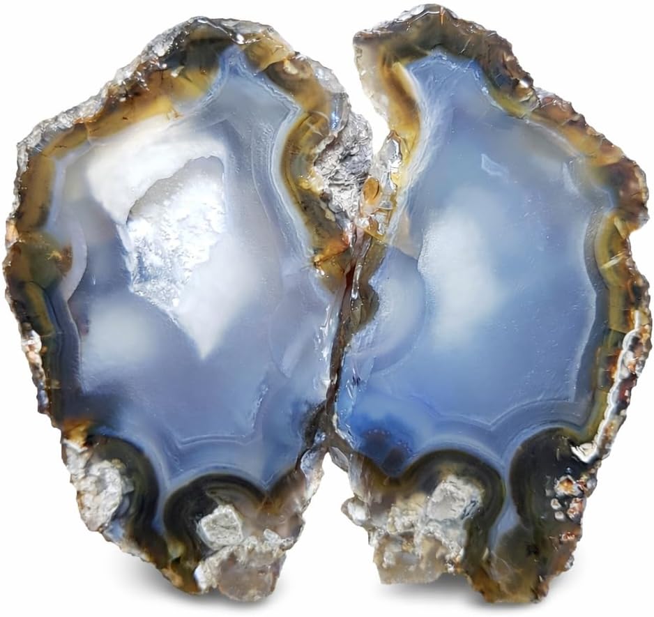 Blue & Green Banded Agate Geode Slice: Polished Stone for Inner Peace