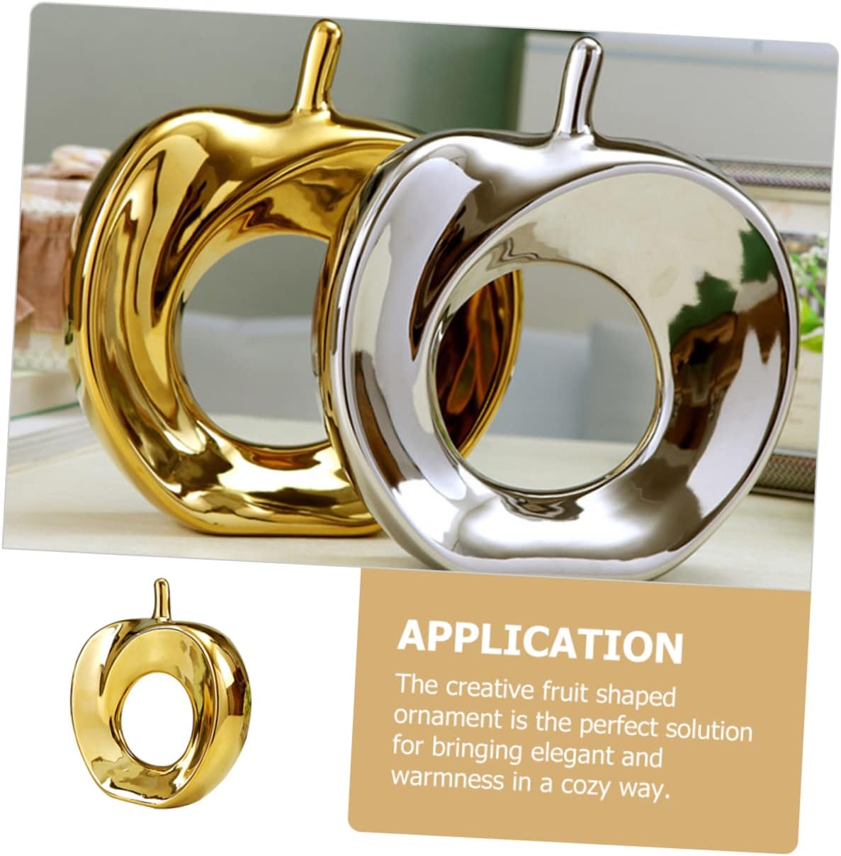 LIFKOME Ceramic Apple Wealth Figurine Decorative Fruit Crafts for Home Decor Miniature Porcelain Art Statue for Desktop Decoration Unique for Home and Office