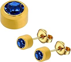 Pair of Caflon Official Blu Ear Piercing Earrings Studs Gold Plated Regular Size Crystal Sapphire