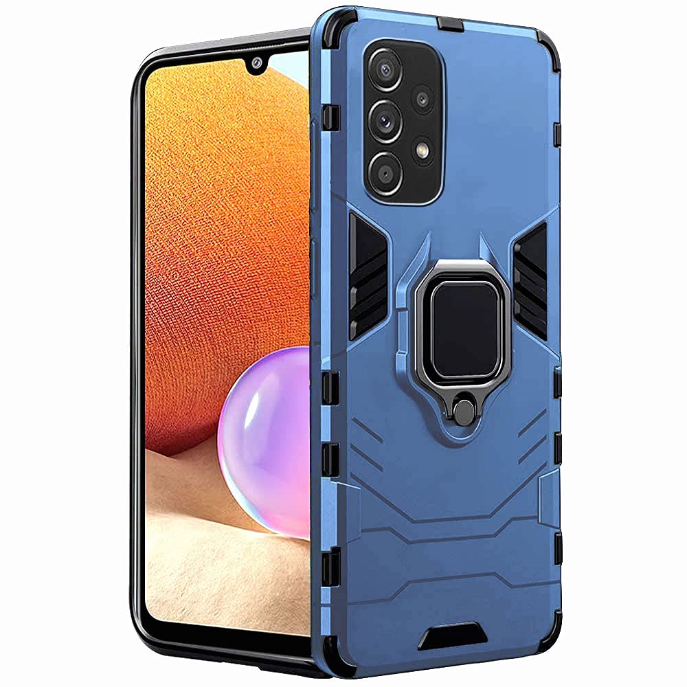 TheGiftKart Tough Armor Bumper Back Cover Ring Holder and Kickstand in-Built 360 Degree Protection Back Cover for Samsung Galaxy A32 (PC, Polymer | Blue) (B09C2GT9MD) Amazon Price History, Amazon Price Tracker
