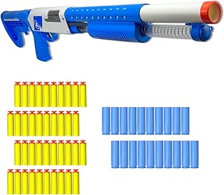AGM MASTECH Pump Action Lever Shotgun Foam Dart Blaster – Realistic Shell Ejection Toy Rifle with Adjustable Stock & Safety Lock, 40 Darts, 20 Shells – Kids Boys Girls Adult Gift