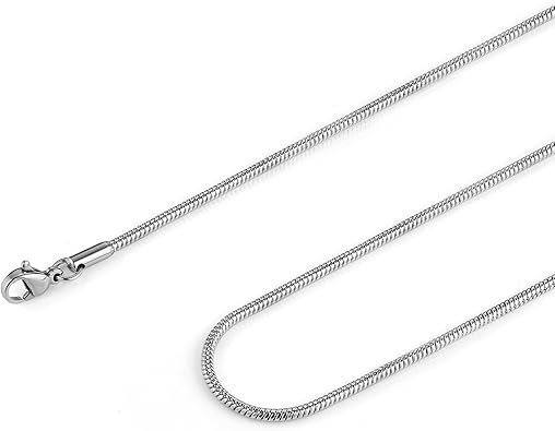 HZMAN Snake Chain Necklace for Men Women Thin Stainless Steel Chain Necklace Hip Hop Mens Choker Necklace 16"-30" Jewelry Gift