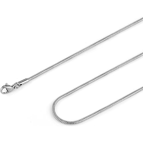 HZMAN Snake Chain Necklace for Men Women Thin Stainless Steel Chain Necklace Hip Hop Men's Choker Necklace 16"-30" Jewelry Gift