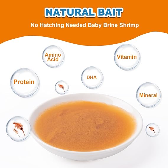 Instant Baby Brine Shrimp Fish Food - No Hatch High Protein Fry Food for Betta Guppy Discus Tropical Fish Saltwater & Freshwater Aquarium(50ml)