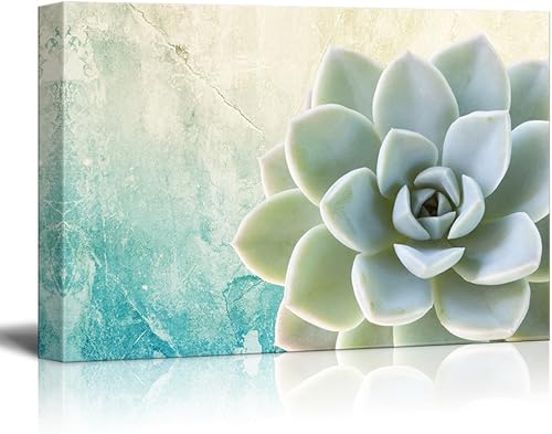 wall26 Lienzo decorativo para pared, diseño de planta suculenta sobre fondo de estilo retro, arte moderno para el hogar, listo para colgar, 12.0 x