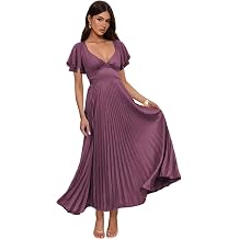 Elegant V Neck Satin Bridesmaid Dresses 2025 Short Sleeves Formal Prom Party Gowns with Pleat