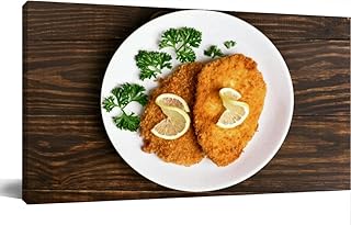 TOOUTEREA 20x40 Frame Large Canvas Painting Wall Art Schnitzel plate top view Wall Decor for Living Room Bedroom Kitchen Bathroom Office Artwork Home Decor