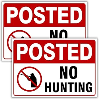 (2 Pack) Posted No Hunting Warning Sign Private property, 10 x 7 Inches, 120 Mil Plastic, UV Protected, Weather Resistant, Waterproof, Durable Ink, Easy To Mount