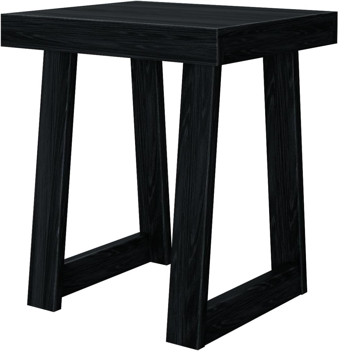 Plank+Beam Classic Square Side Table, Slim Side Table for Living Room, Narrow Nightstand for Small Spaces, Wood End Table for Bedroom, Black Wirebrush