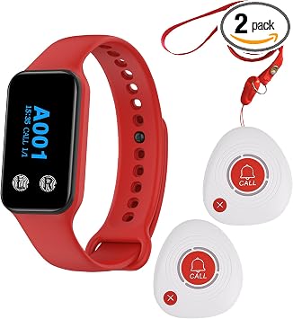Wireless Caregiver Pager System with 2 Portable Waterproof Buttons