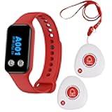 WNKRUN Wireless Caregiver Pager Calling System Call Button Nurse Alert System with 1 Watch Pager and 2 2-Key Call Buttons (200VT-WRM2-2)