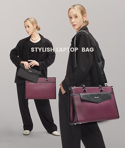 Miniatura 2 de LOVEVOOK Bolsa para laptop para mujer, 15.6 pulgadas, bolsa de mano para laptop 2 en 1, bolsa de trabajo profesional, maletín de negocios con bolso