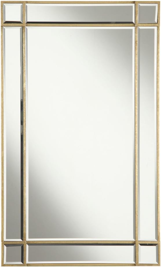 Elegant Lighting Florentine Rectangular Clear Mirror with Gold Finish, 22" by 0.75" by 36"